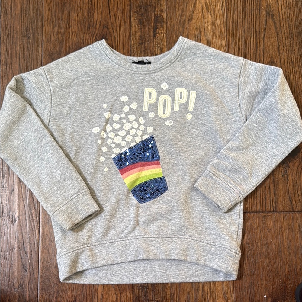 Kidpik Gray and Blue Popcorn Graphic Hoodie